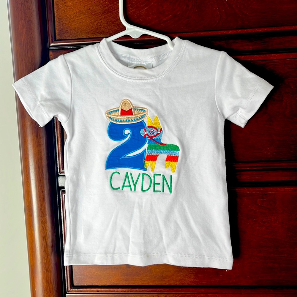 Blanks Boutique Embroidered 2nd Birthday “Cayden” 2T Shirt